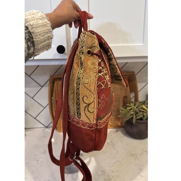 Handmade tapestry carpet bag adjustable backpack pocket inside bohemian indie main image 7